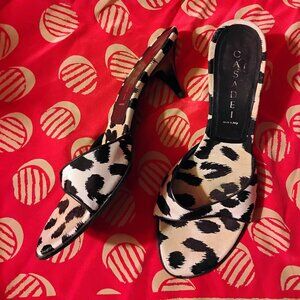 ❤️Vintage CASADEI Italy Designer Cheetah Print Kitten Heels Shoes 7.5